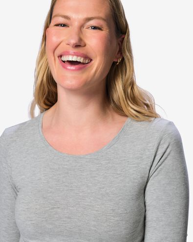 t-shirt femme jersey slim fit col en o gris clair gris clair - 36305740LIGHTGREY - HEMA