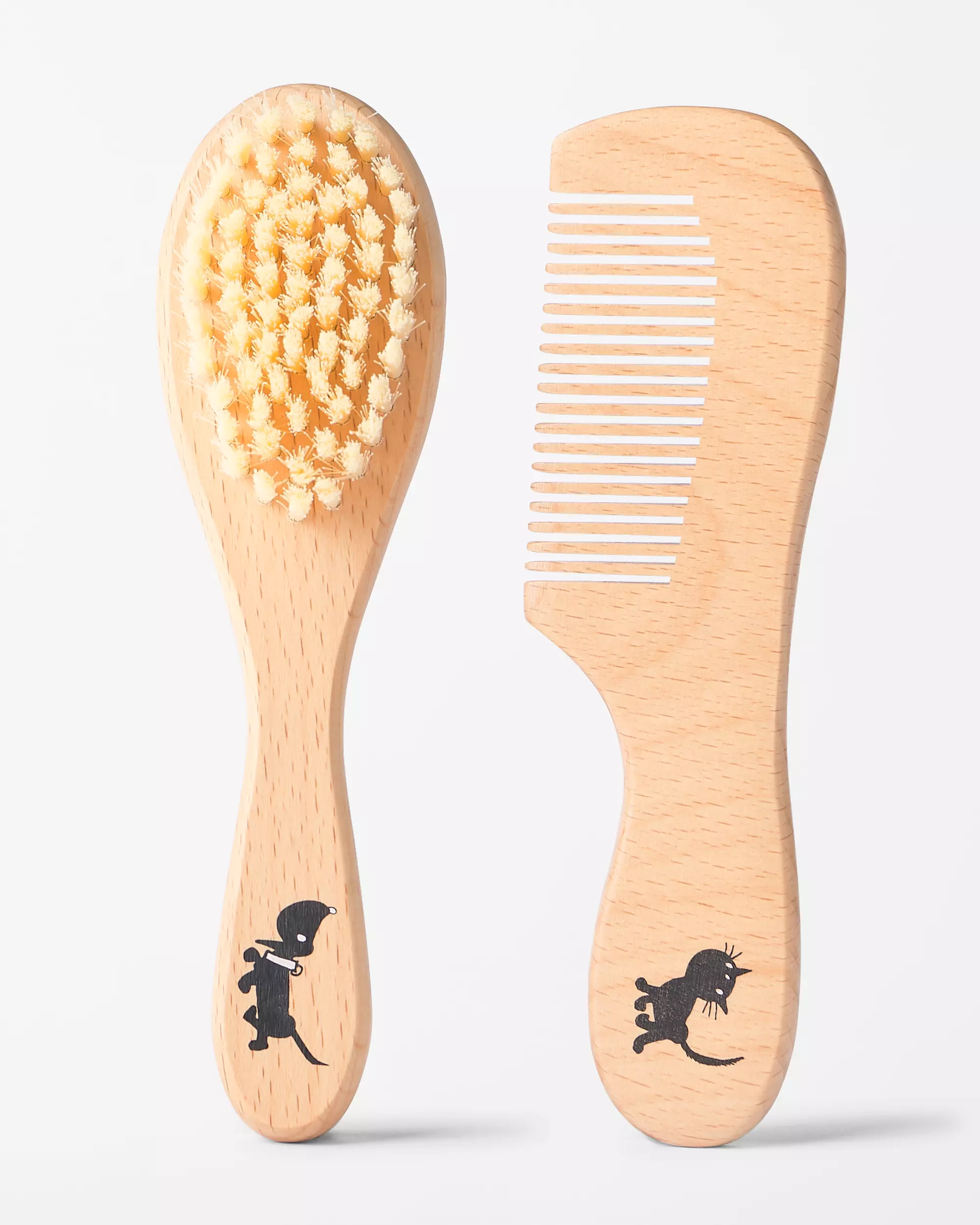 ensemble peigne et brosse en bois Takkie et Siepie - 2 pièces