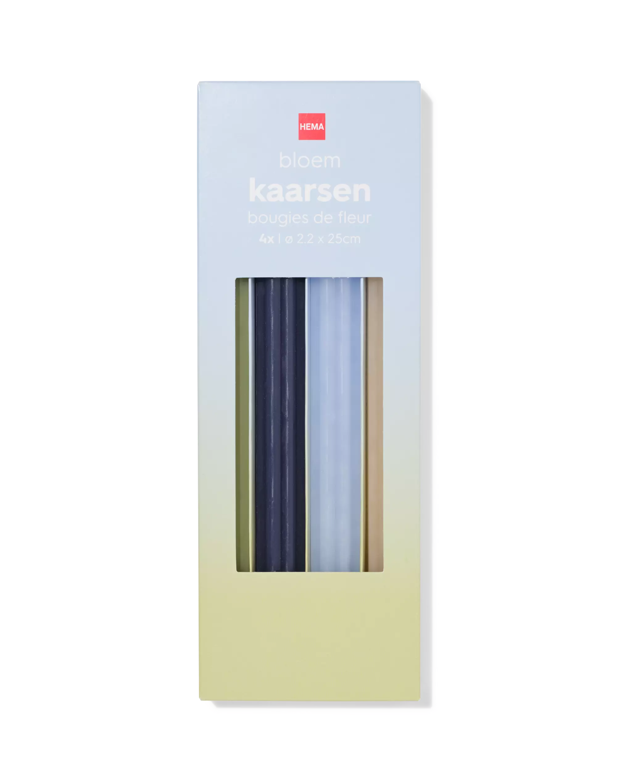 bougies longues ⌀2,2x25cm forme de fleur bleu-vert - 4 pièces