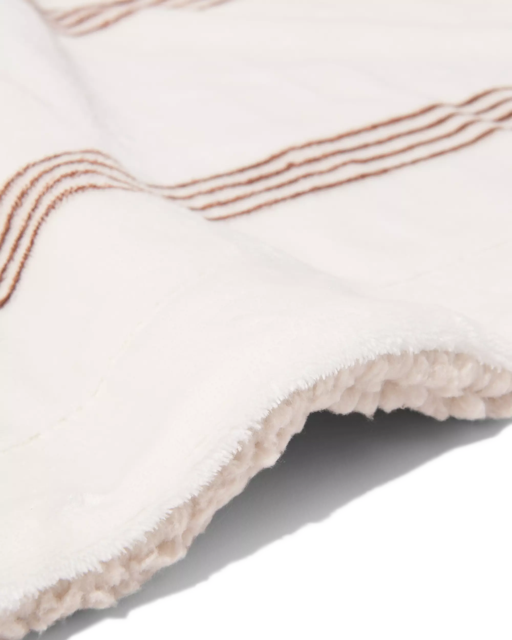 plaid 130x150cm sherpa rayures marron