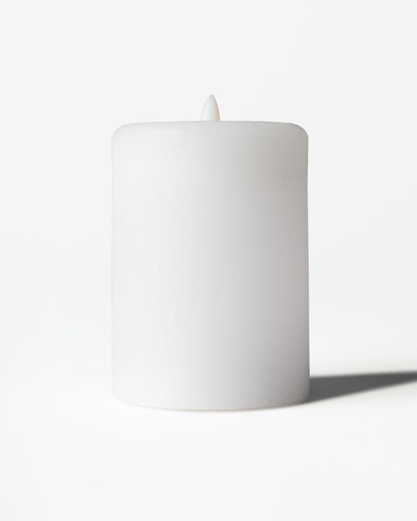 bougie cylindrique LED ⌀7,5 x 10 cm rustique blanc - 13550237 - HEMA