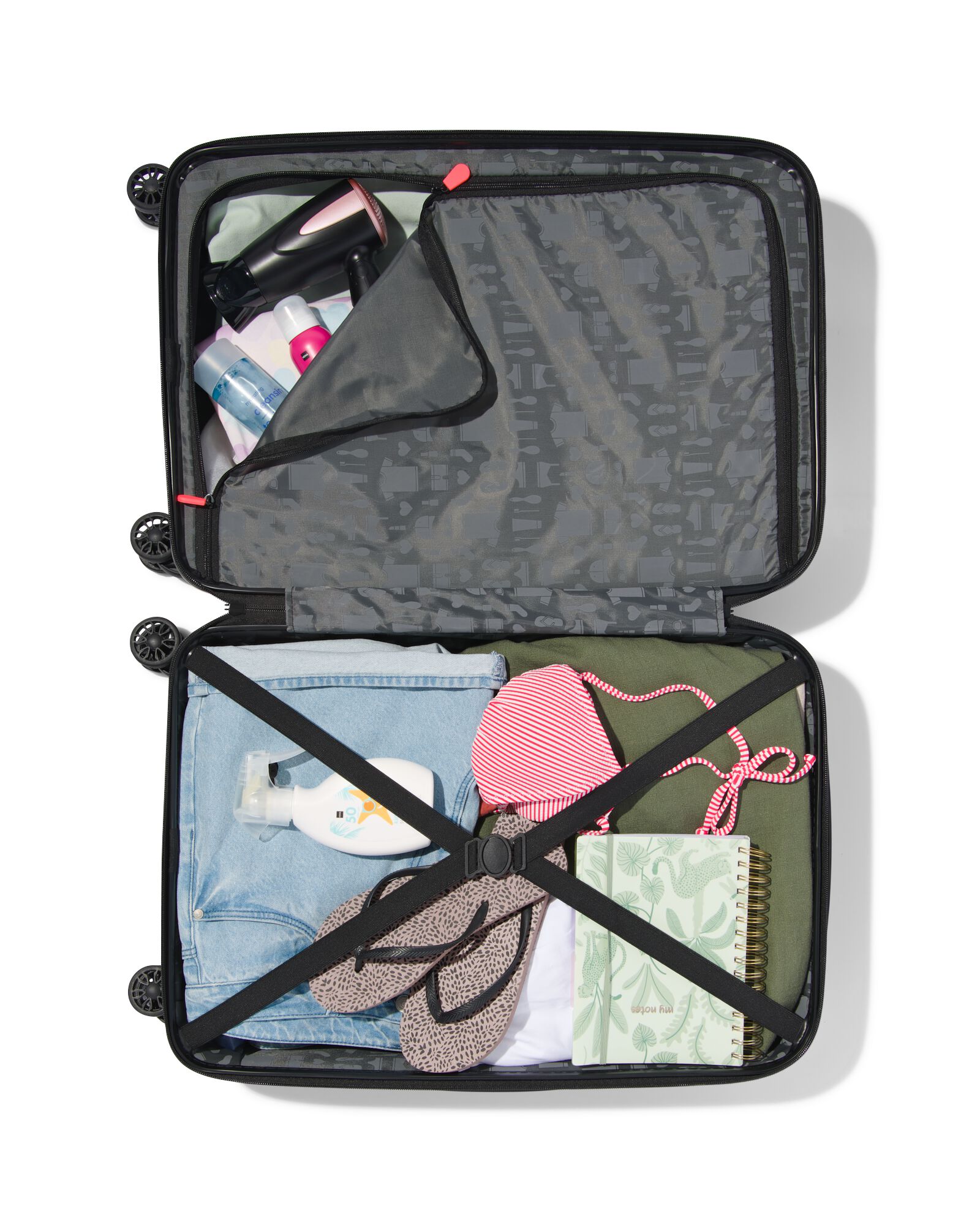valise ABS 43x25x66 noire avec cadenas TSA - 18630025 - HEMA