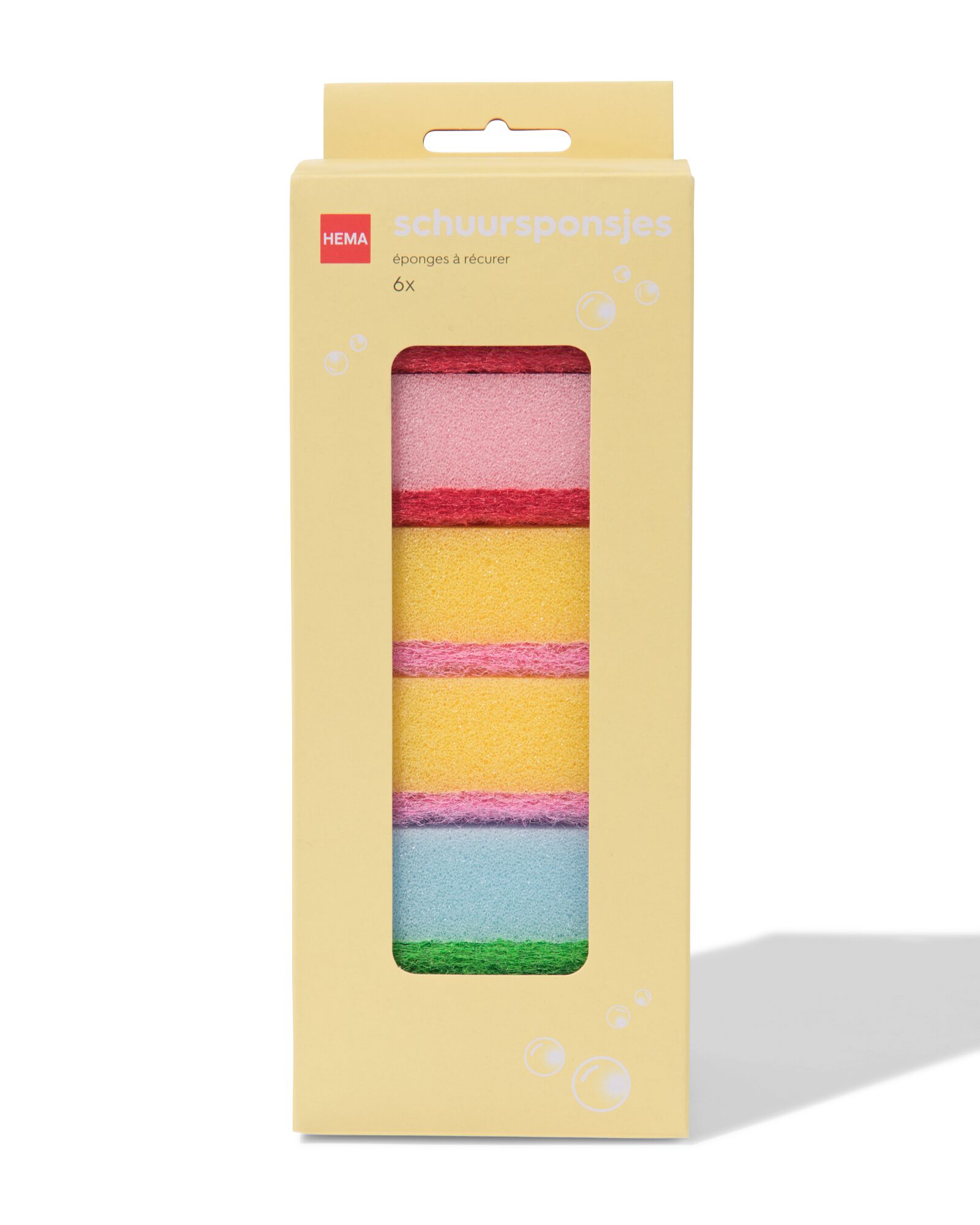 schuurspons 8x8cm - 6 stuks - 20500210 - HEMA