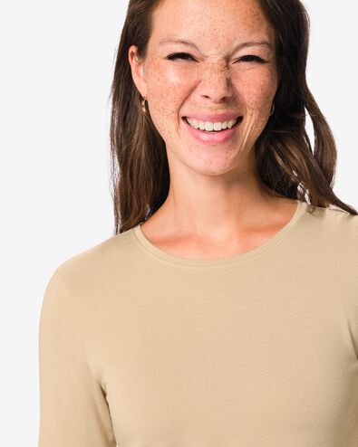 t-shirt femme jersey thermique beige beige - 36307490BEIGE - HEMA