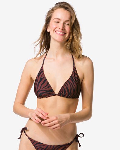 haut de bikini femme r&eacute;versible Juul triangle blocs z&egrave;bre chocolat - 22360490CHOCOLATEBROWN - HEMA