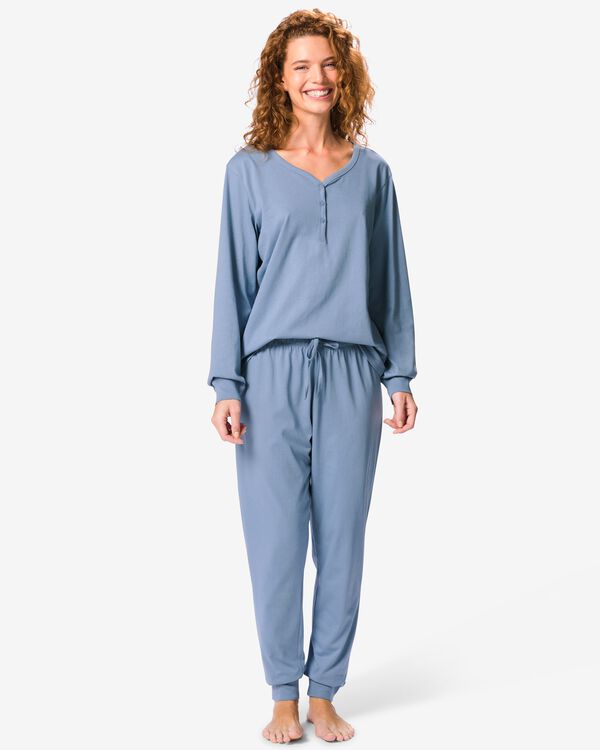 pyjama femme coton bleu bleu - 23401900BLUE - HEMA