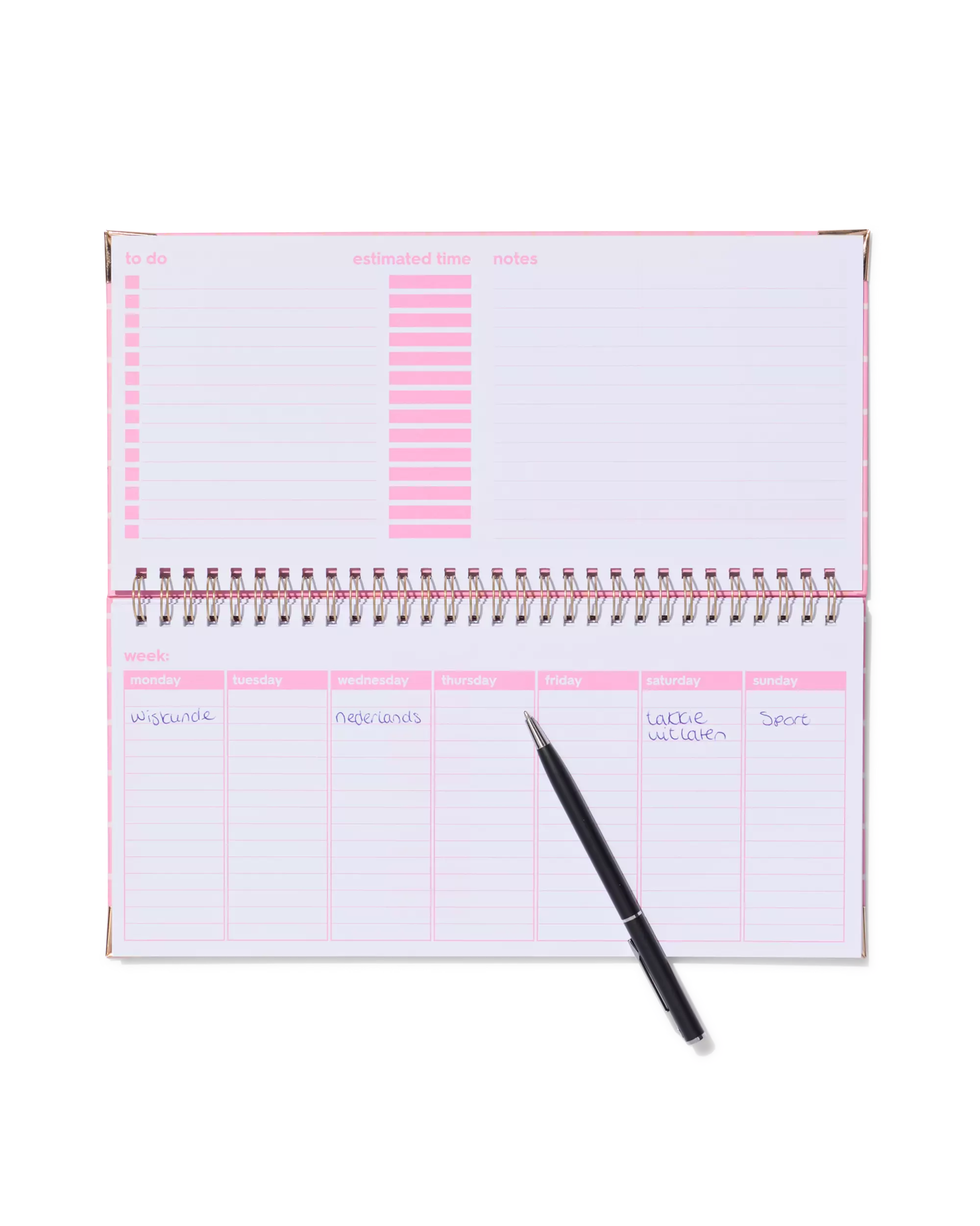 agenda hebdomadaire de bureau avec spirale 13x27