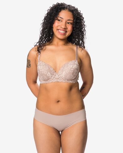 slip br&eacute;silien femme microfibre avec dentelle beige beige - 19608784BEIGE - HEMA