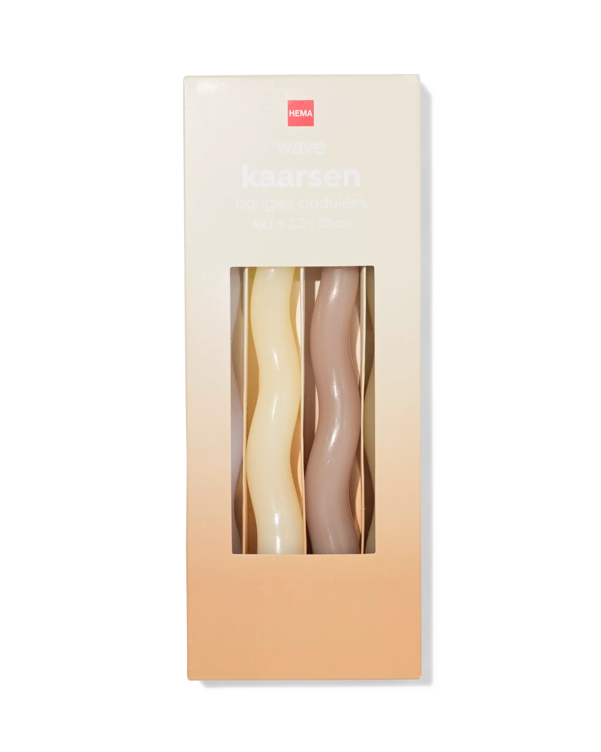 bougies longues ⌀2,2x25cm vague ivoire-naturel - 4 pièces