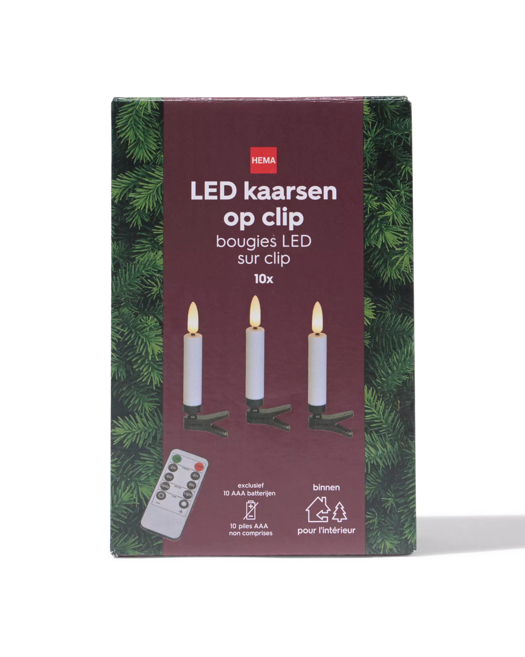 guirlande lumineuse avec 10 bougies led à pince pour l'intérieur