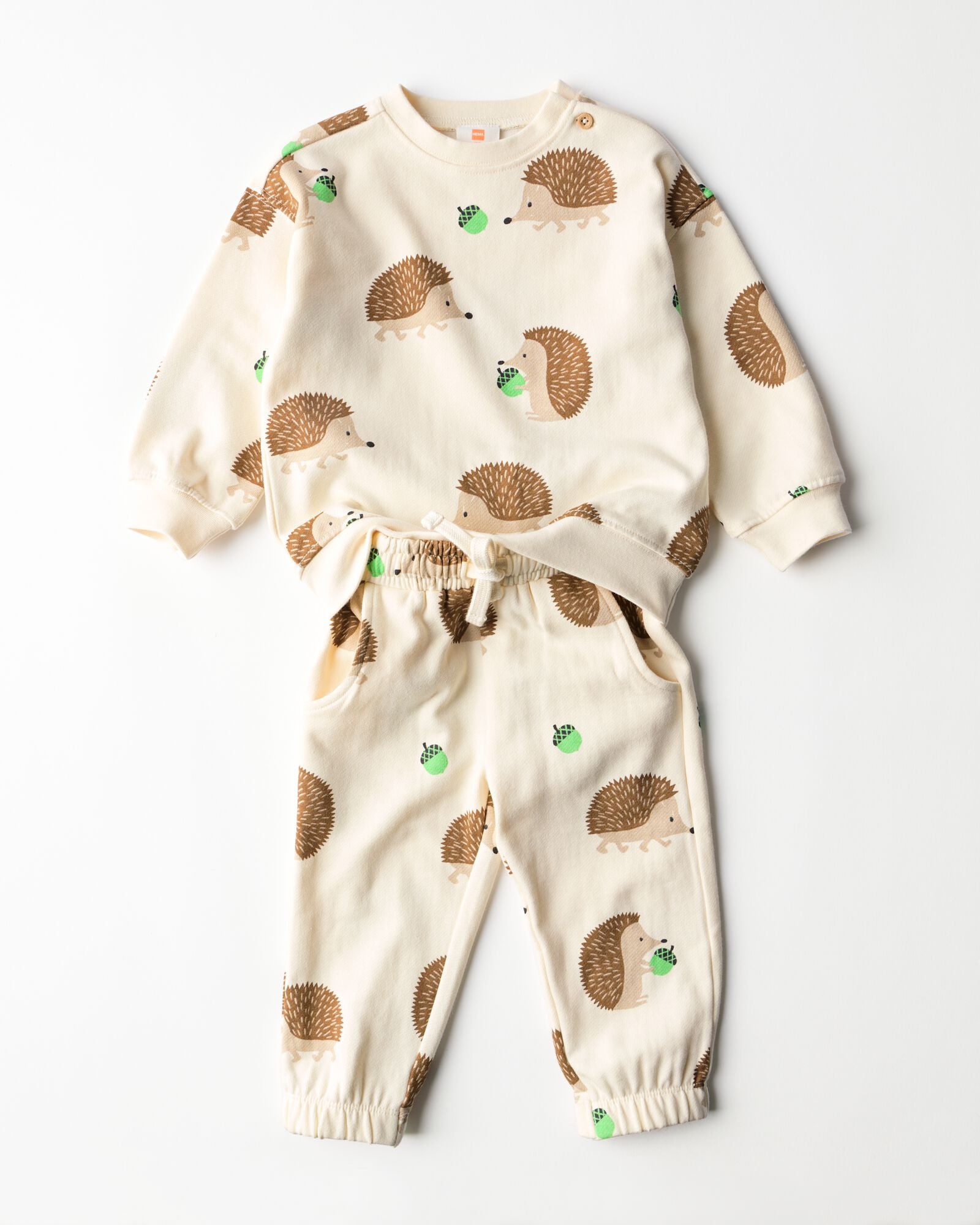 Baby-Bekleidungsset, Sweatstoff, Igel ecru ecru - 33109080ECRU - HEMA