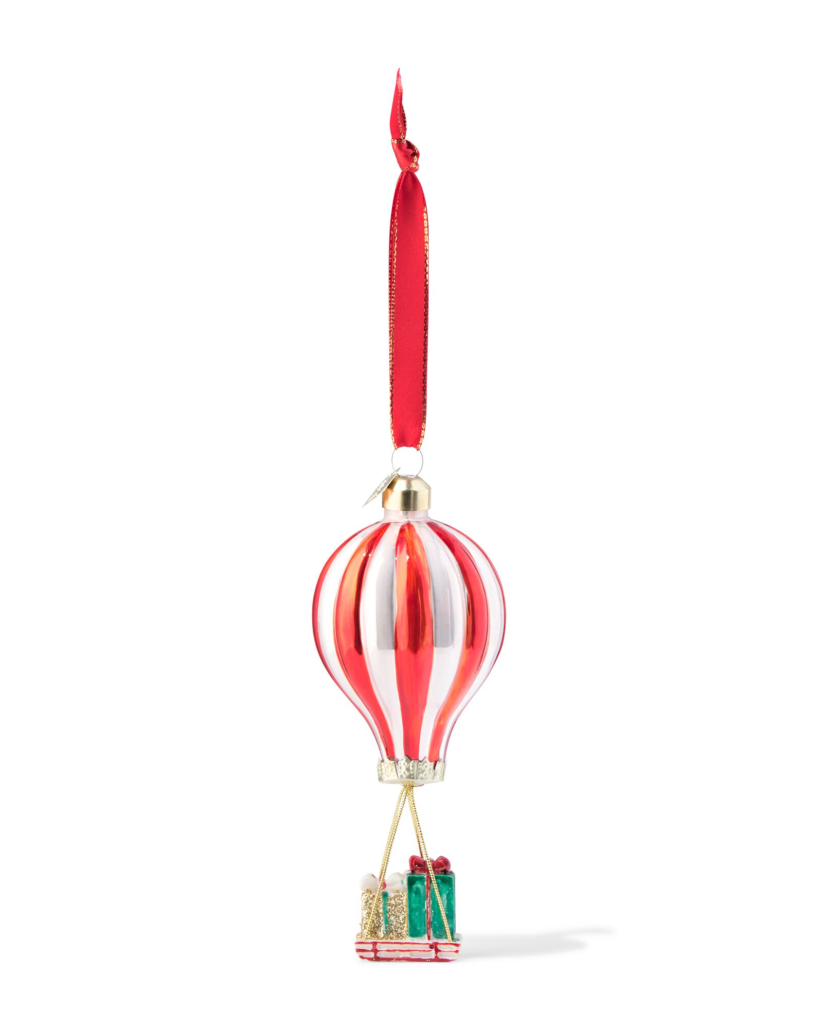 kersthanger 8cm glas luchtballon met slee - 25102023 - HEMA