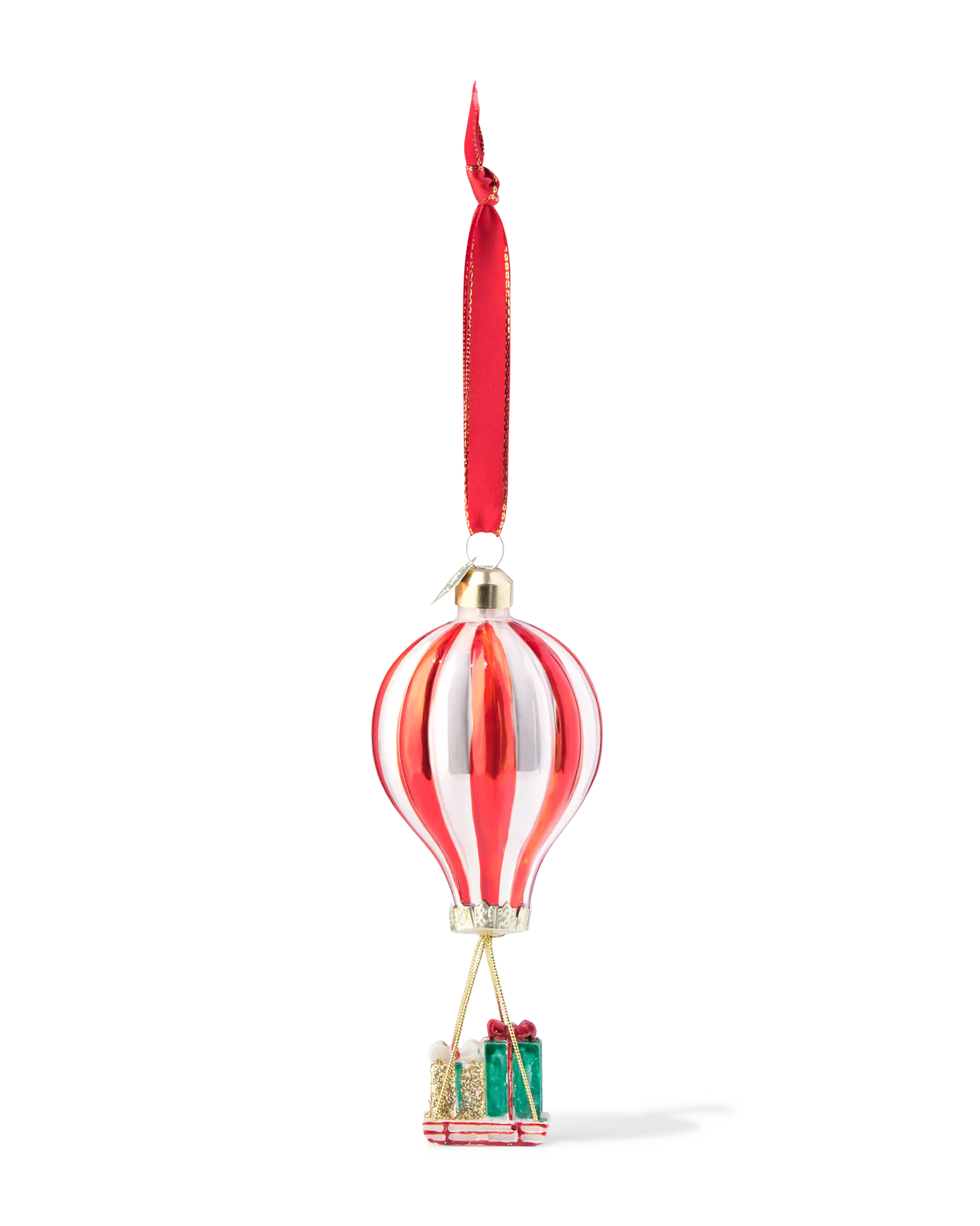 décoration de Noël à suspendre 8 cm verre montgolfière avec traîneau