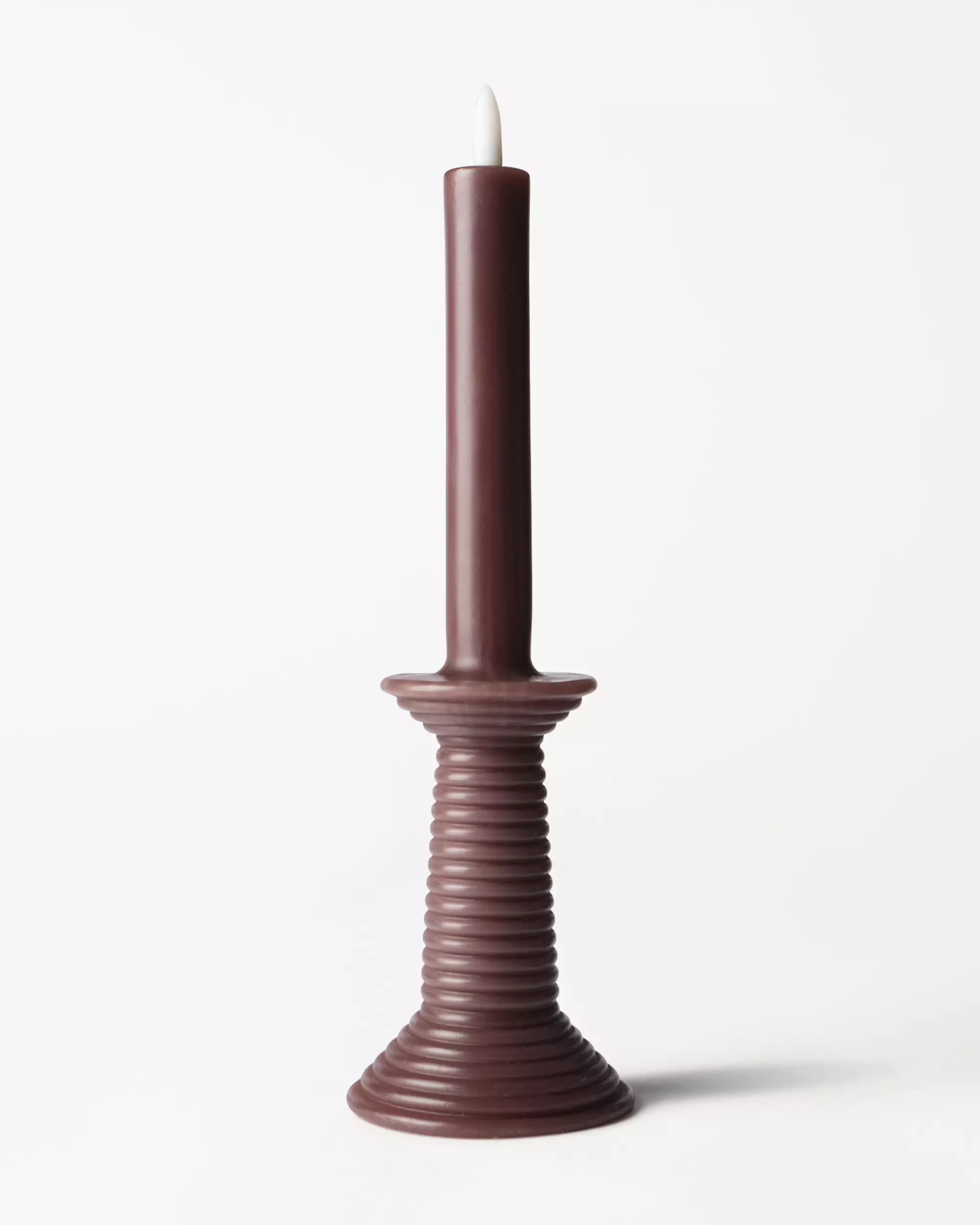 bougie led en forme de bougeoir ⌀7,6 x 27,5 cm rustique marron foncé