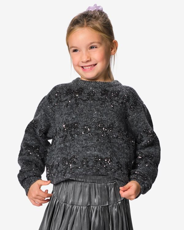 pull enfant grosse maille n&oelig;uds gris gris - 30893605GREY - HEMA