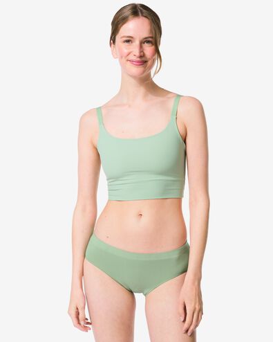 Damen-Hipster, nahtlos, aus Mikrofaser mit Spitze gr&uuml;n gr&uuml;n - 19603035GREEN - HEMA