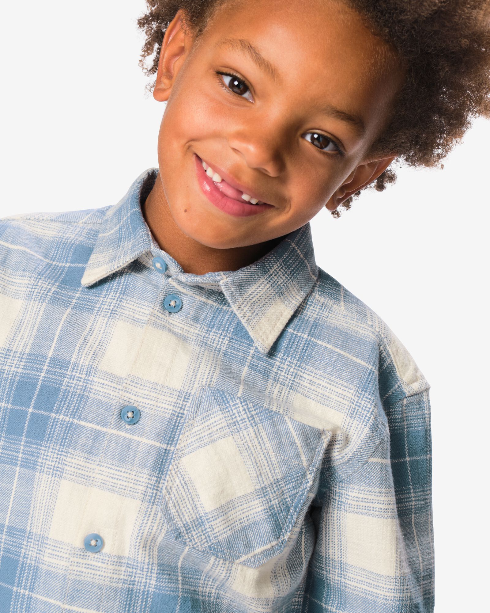 kinderoverhemd ruiten ecru ecru - 30729701ECRU - HEMA