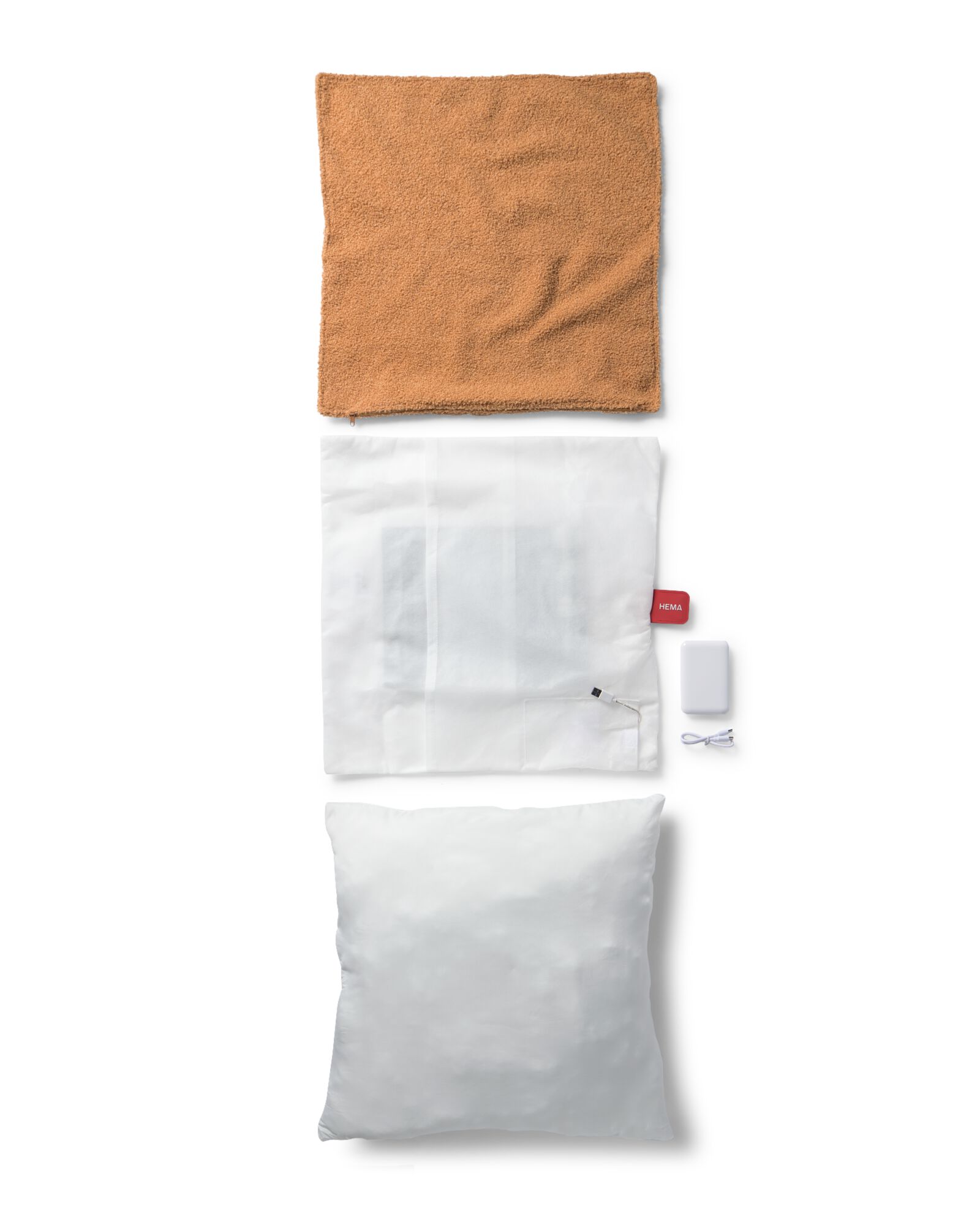 coussin chauffant 50 x 50 cm pelucheux marron - 13008027 - HEMA