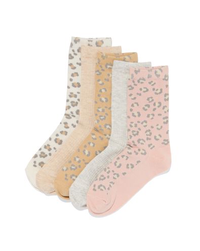 chaussettes femme panth&egrave;res - 5 paires beige - 4280810BEIGE - HEMA