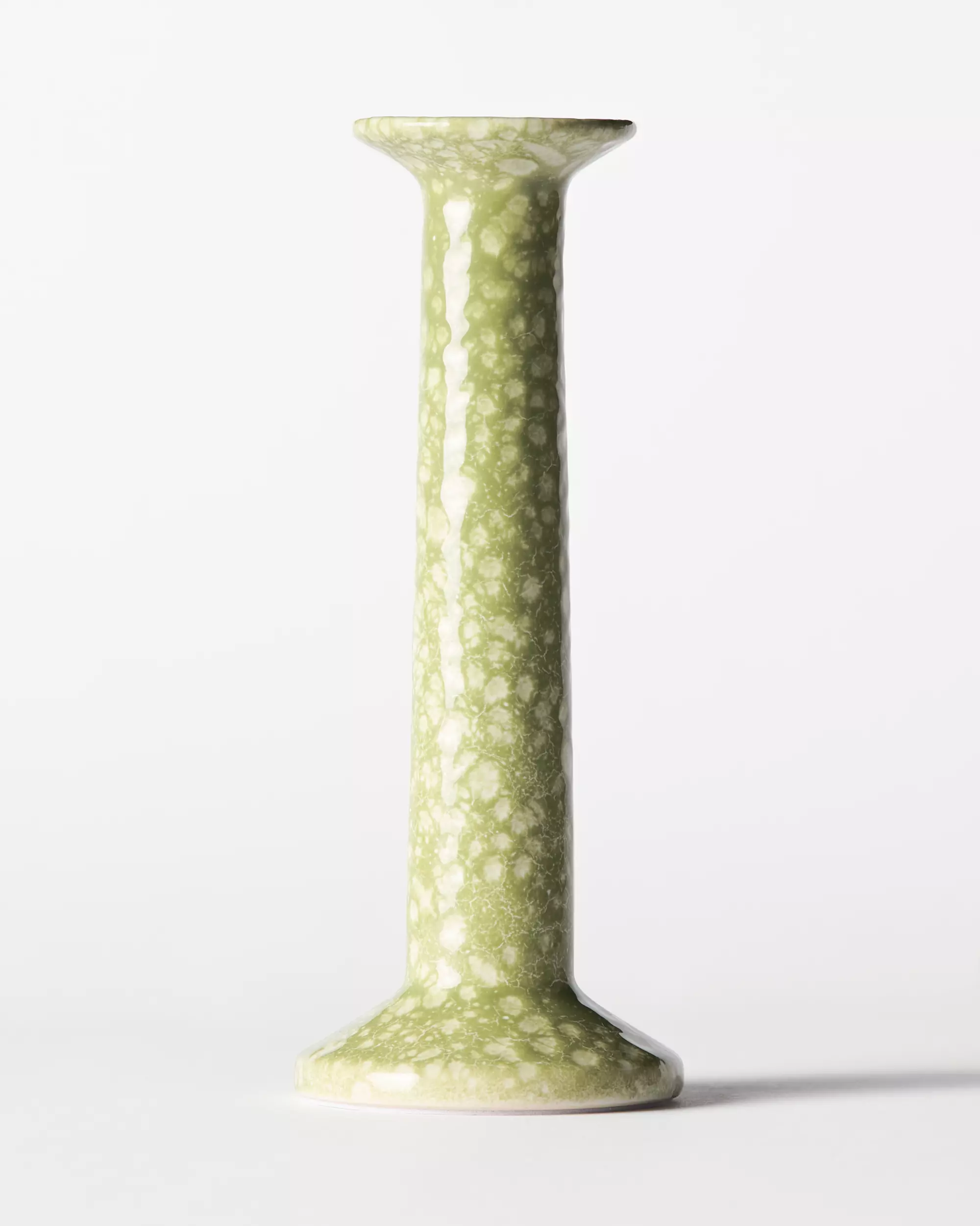 kandelaar ⌀8x20cm Zwier keramiek spikkel groen