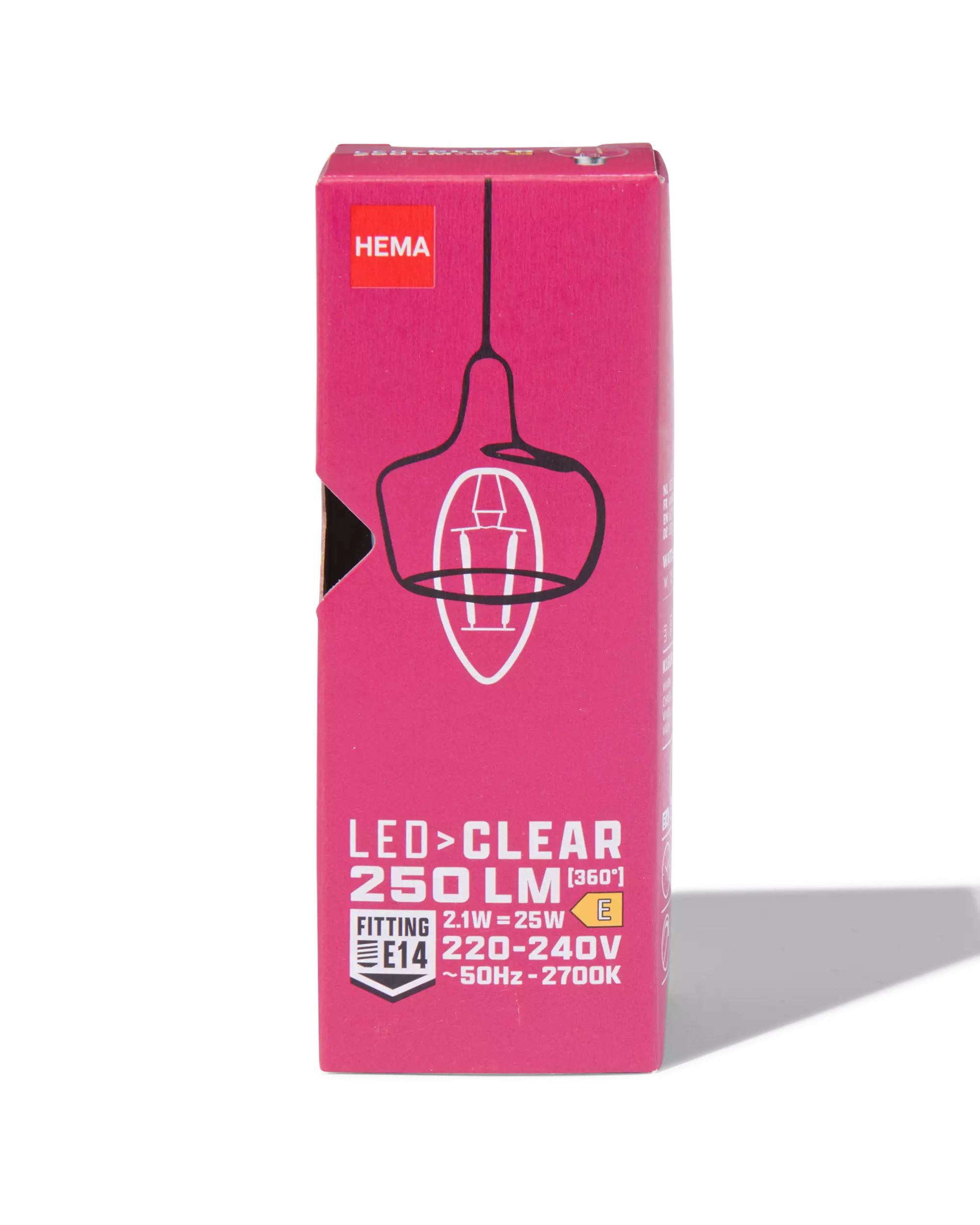 bougie led transparente E14 2,1W 250lm 