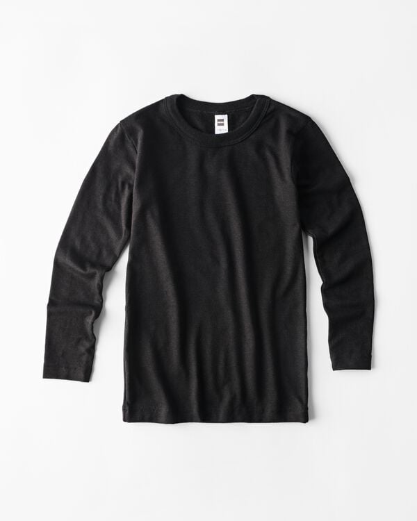 t-shirt thermique enfant manches longues col rond noir noir - 19302630BLACK - HEMA