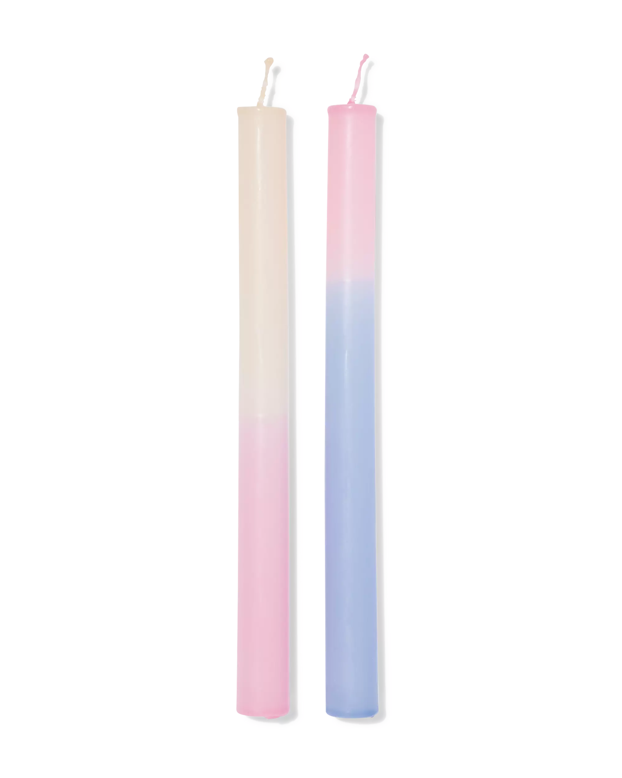 bougies longues ⌀2,2x25cm dégradé bleu-rose- 2 pièces