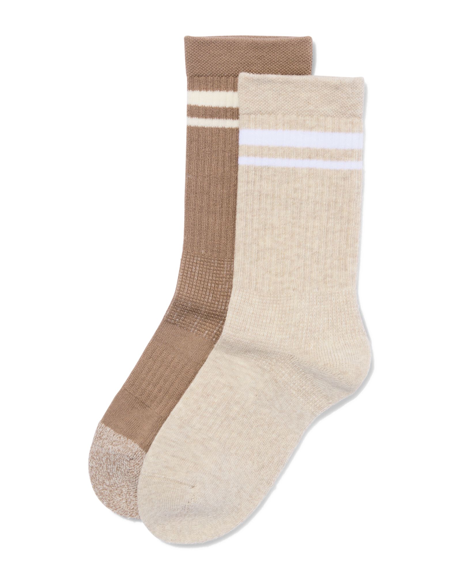 chaussettes sport femme rayures - 2 paires beige beige - 4420160BEIGE - HEMA