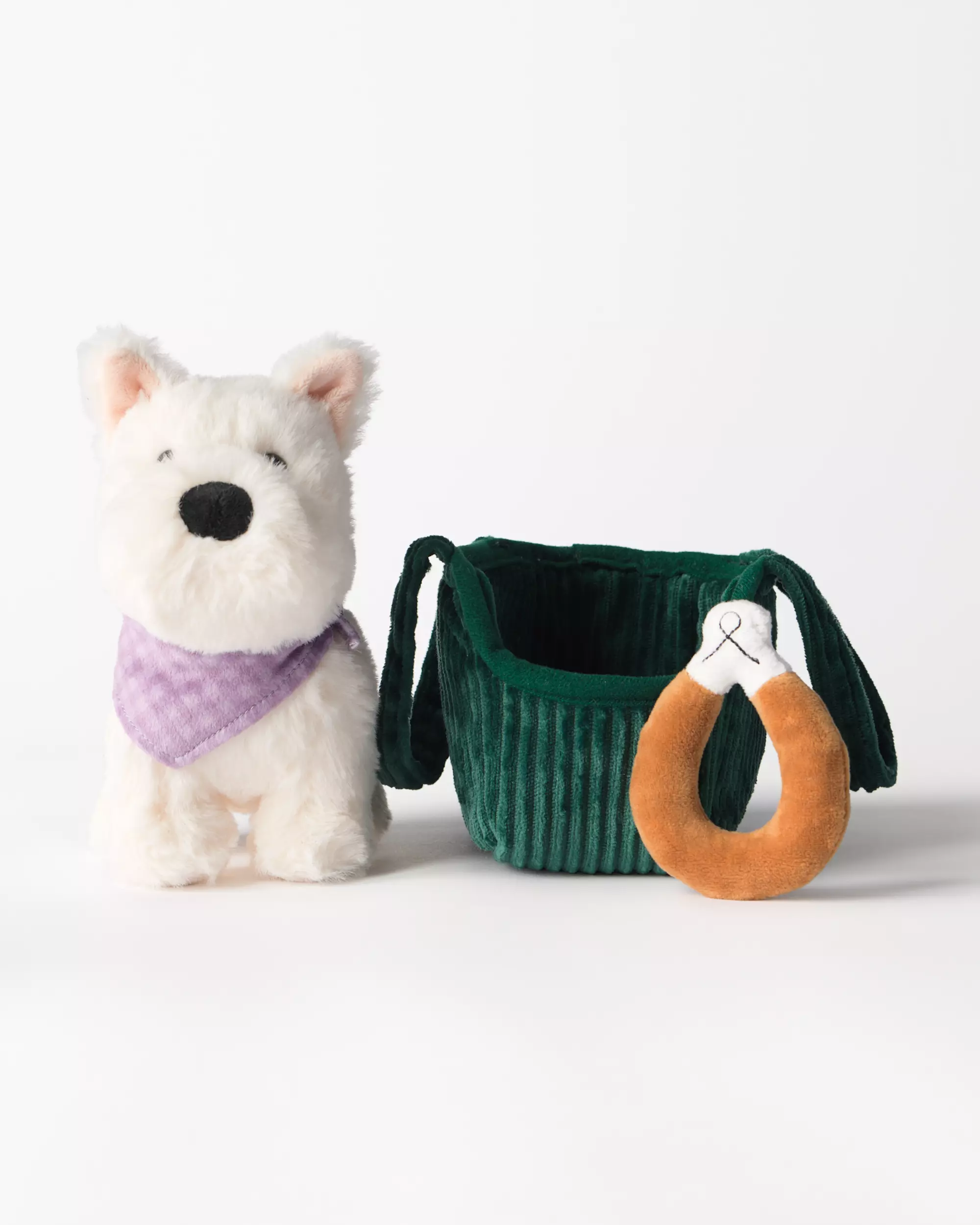 peluche chien dans un sac 21x19x10 cm 