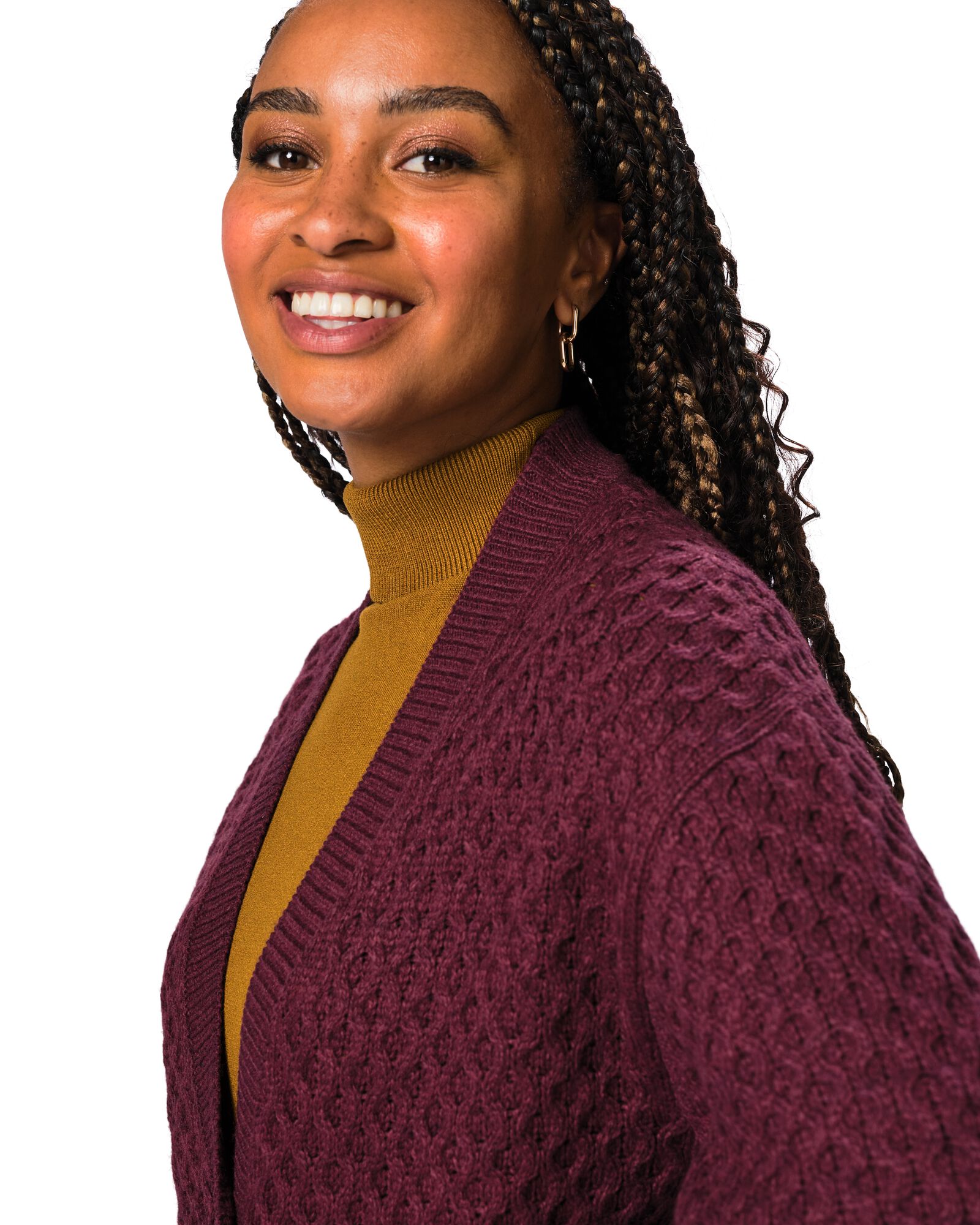 cardigan femme grosse maille acrylique bordeaux bordeaux - 36307380BURGUNDYRED - HEMA