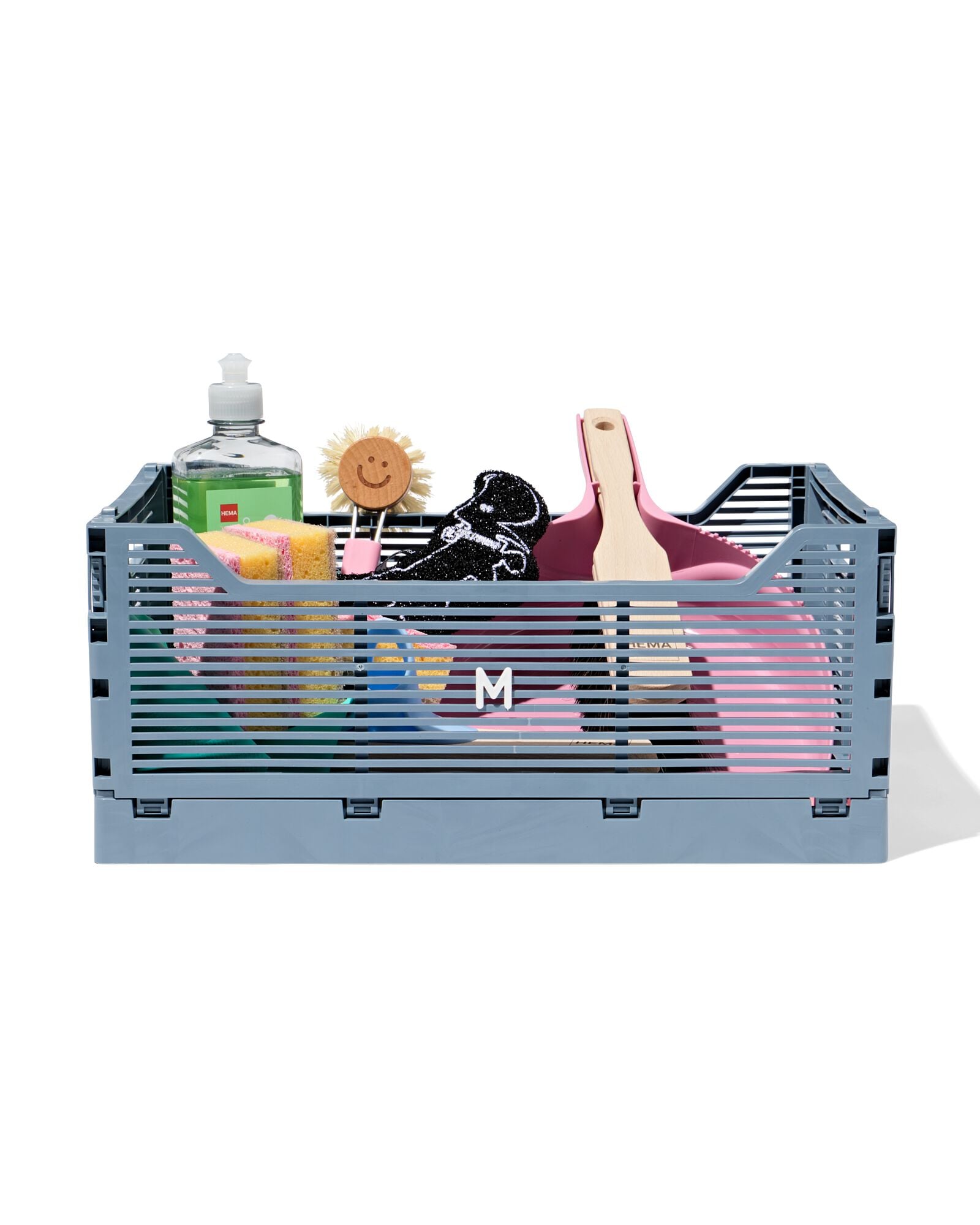 caisse pliante lettres recycl&eacute;e M bleu pierre bleu fonc&eacute; M  30 x 40 x 17 - 39811088 - HEMA