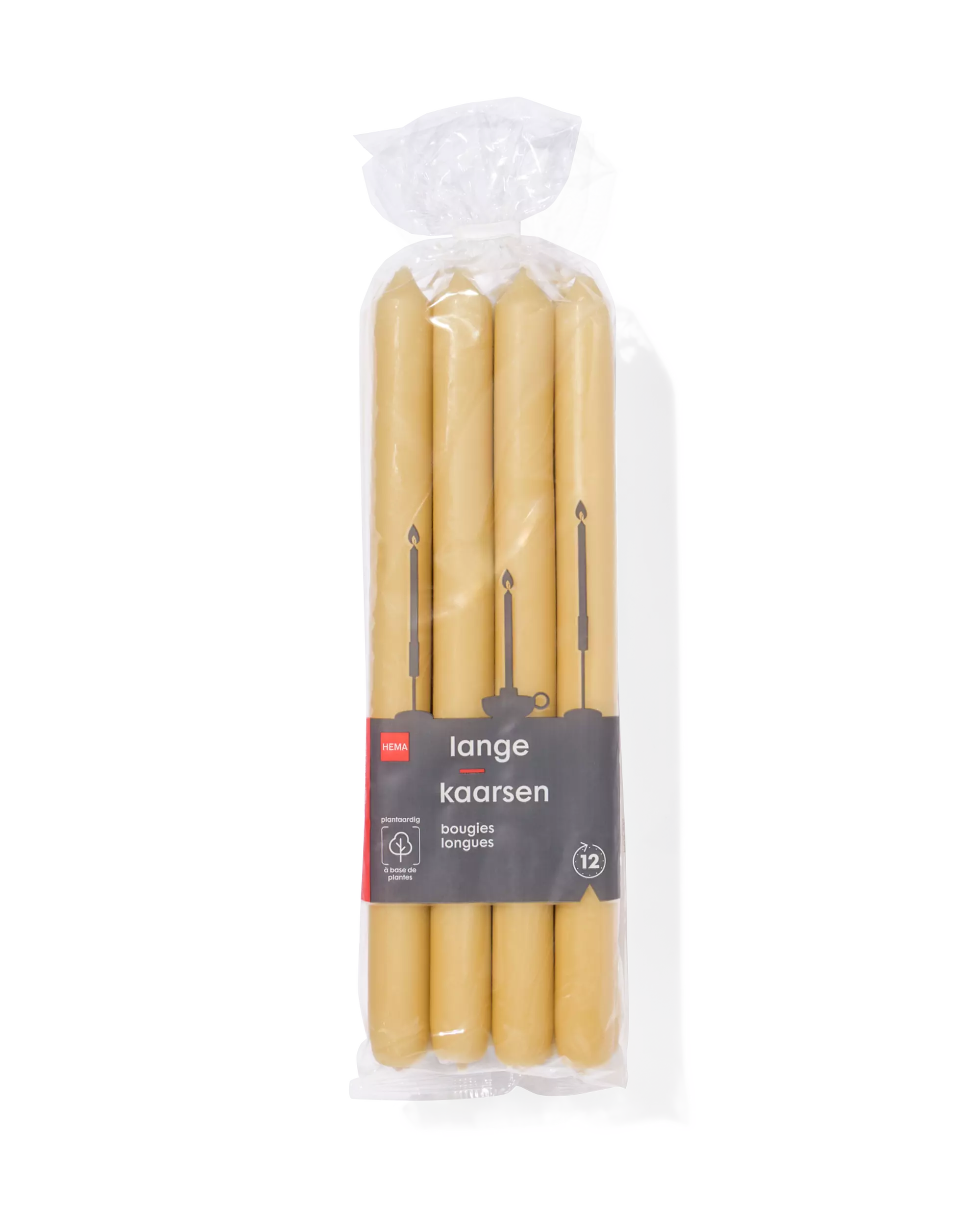 bougie longue Ø2,2x29cm jaune clair - 12 pièces