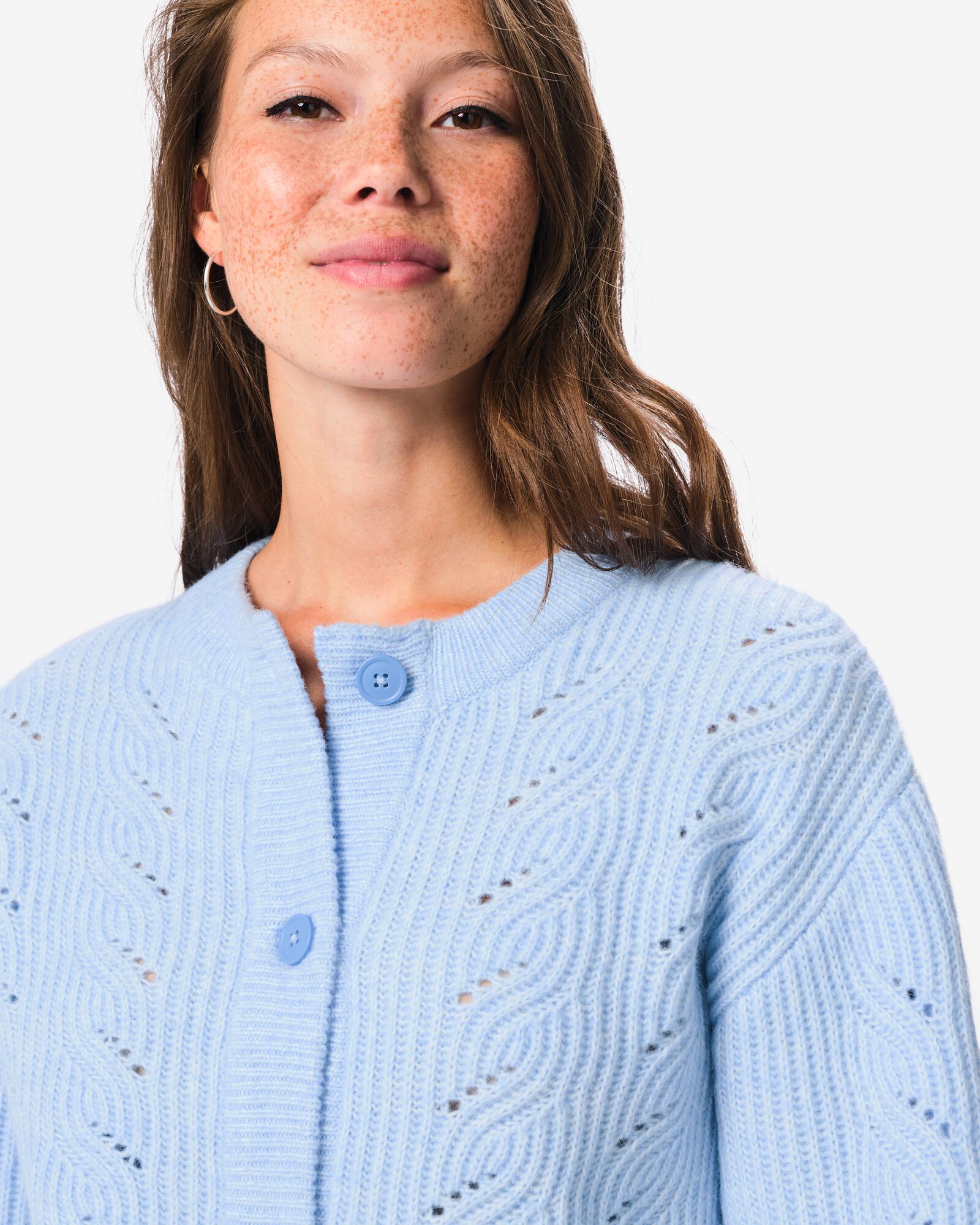 damesvest Fyra kabel  lichtblauw lichtblauw - 36214890LIGHTBLUE - HEMA