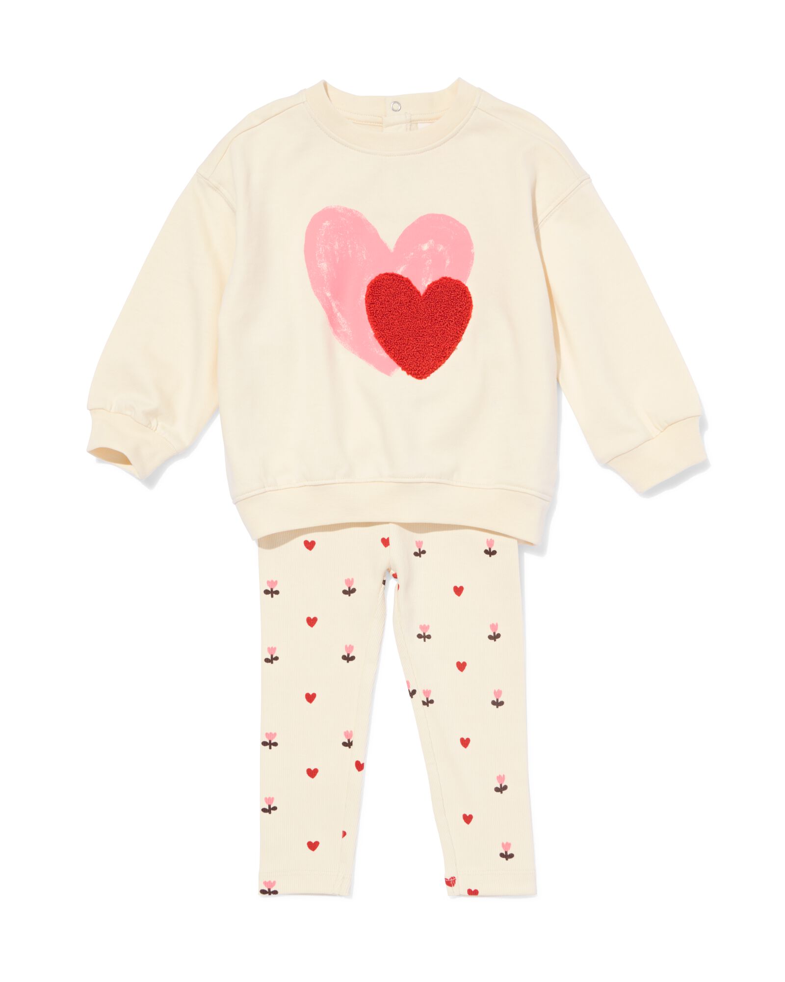 ensemble b&eacute;b&eacute; coupe confortable molleton c&ocirc;tel&eacute; c&oelig;urs &eacute;cru &eacute;cru - 33018780ECRU - HEMA