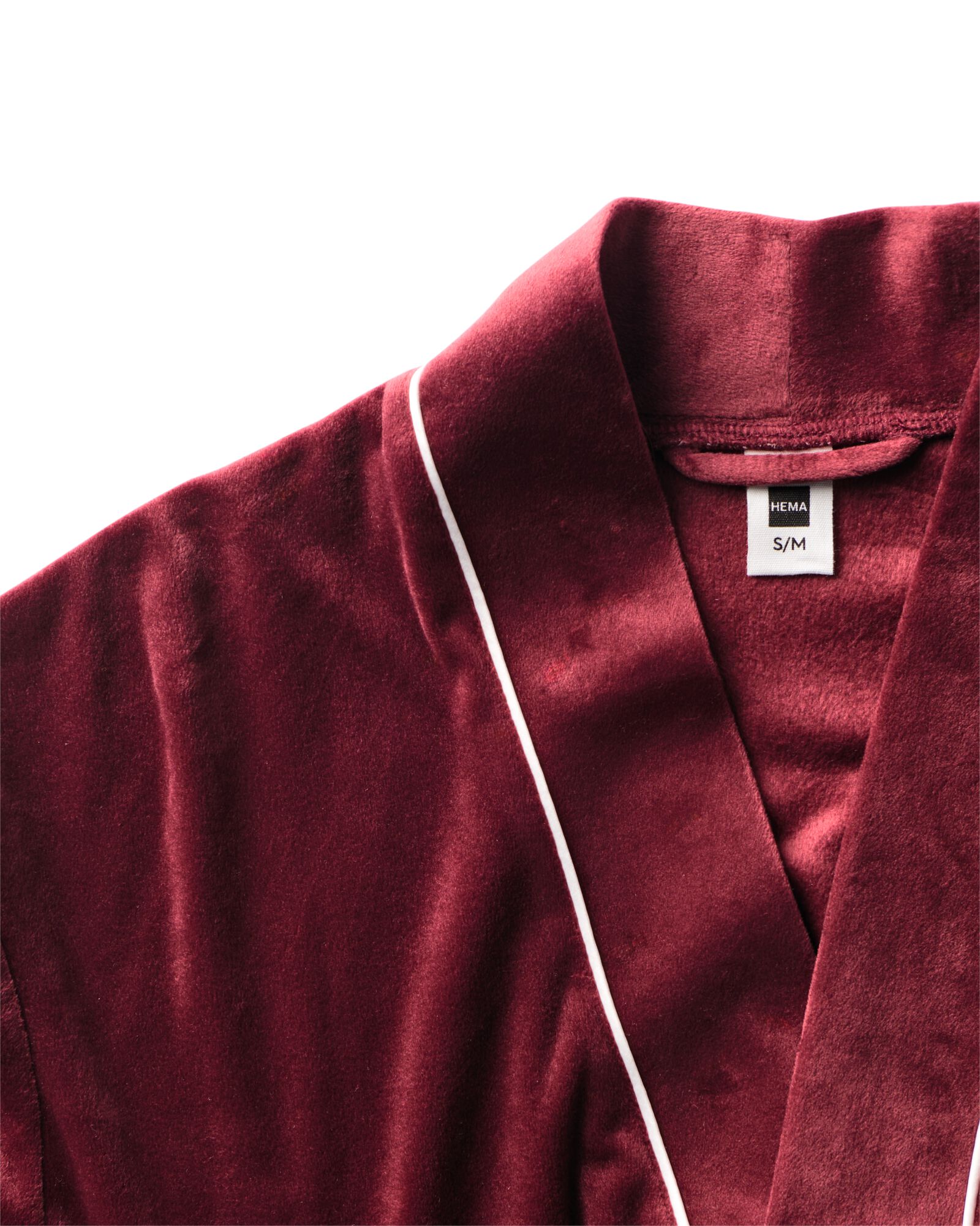 damesbadjas velours donkerrood donkerrood - 23400485DARKRED - HEMA