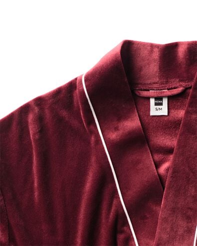 damesbadjas velours donkerrood donkerrood - 23400485DARKRED - HEMA