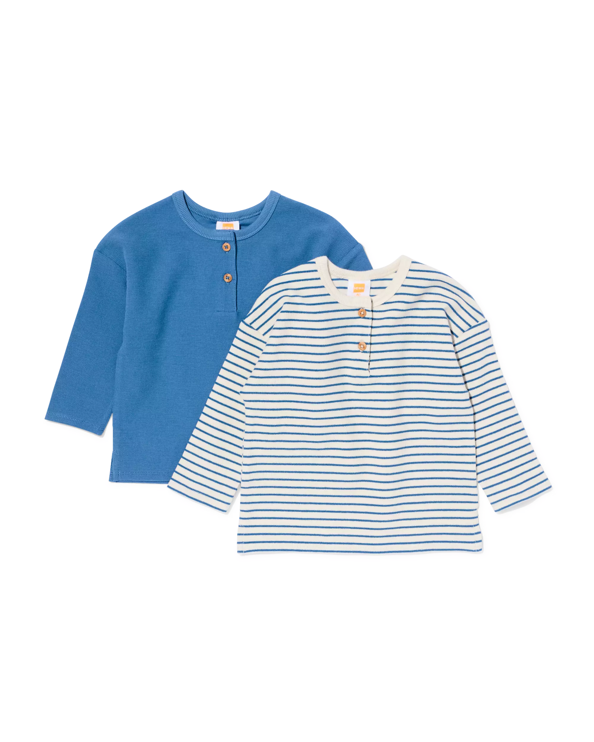 Baby-T-Shirts, Waffelstoff gestreift – 2 Stück