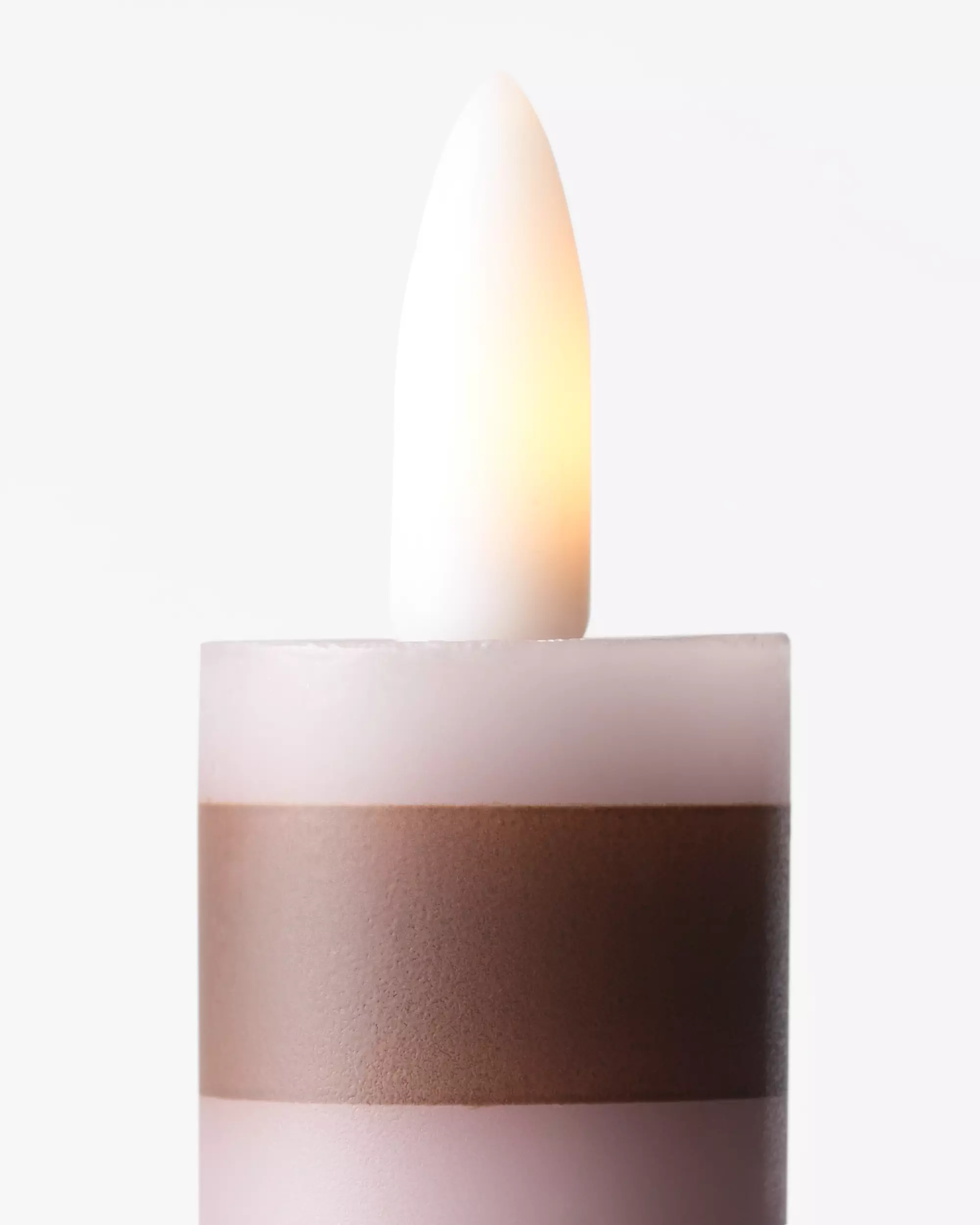 bougie longue led ⌀2,5 x 27,3 cm rayures marron-naturel