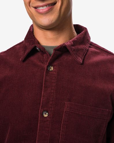 herenovershirt corduroy donkerrood M - 2102033 - HEMA