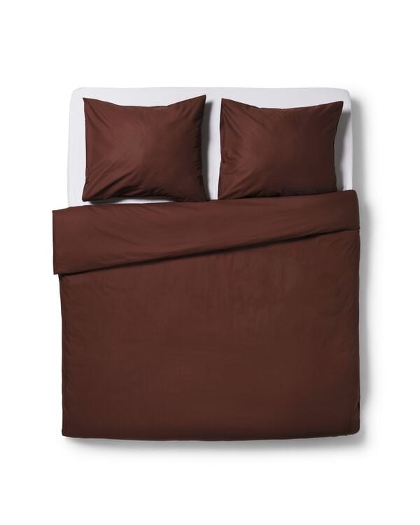 housse de couette 200x200/220cm coton doux marron - 5720404 - HEMA