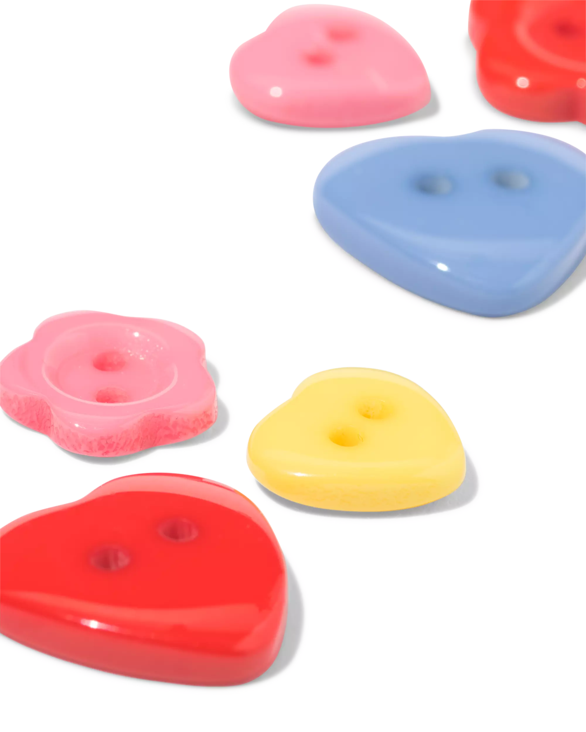 Kinderknopfset mit Blumen und Herzen – 8 Stück