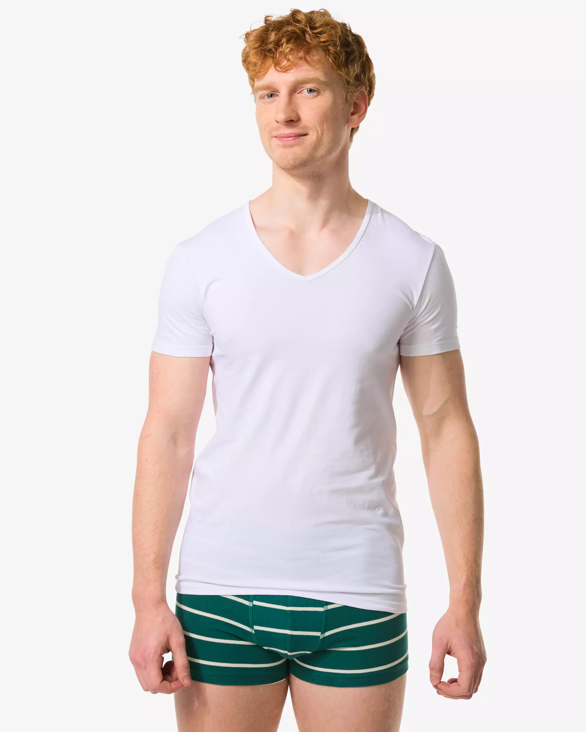 2er-Pack Herren-T-Shirts, Slim Fit, V-Ausschnitt, nahtlos