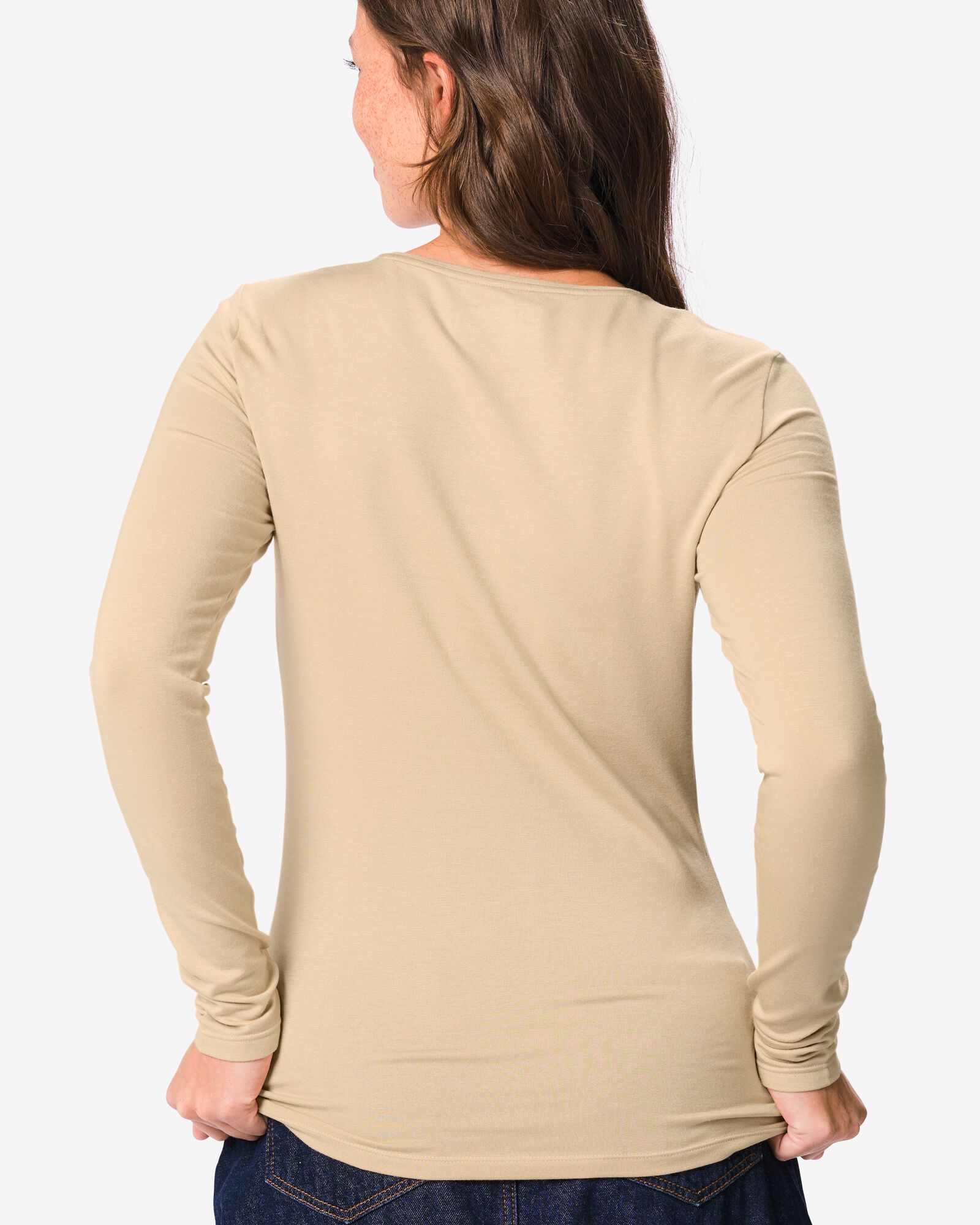 t-shirt femme jersey thermique beige beige - 36307490BEIGE - HEMA