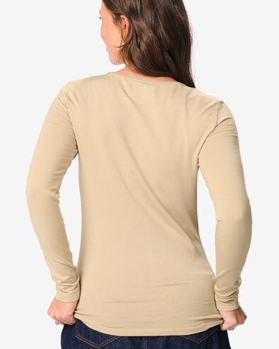 t-shirt femme jersey thermique beige beige - 36307490BEIGE - HEMA