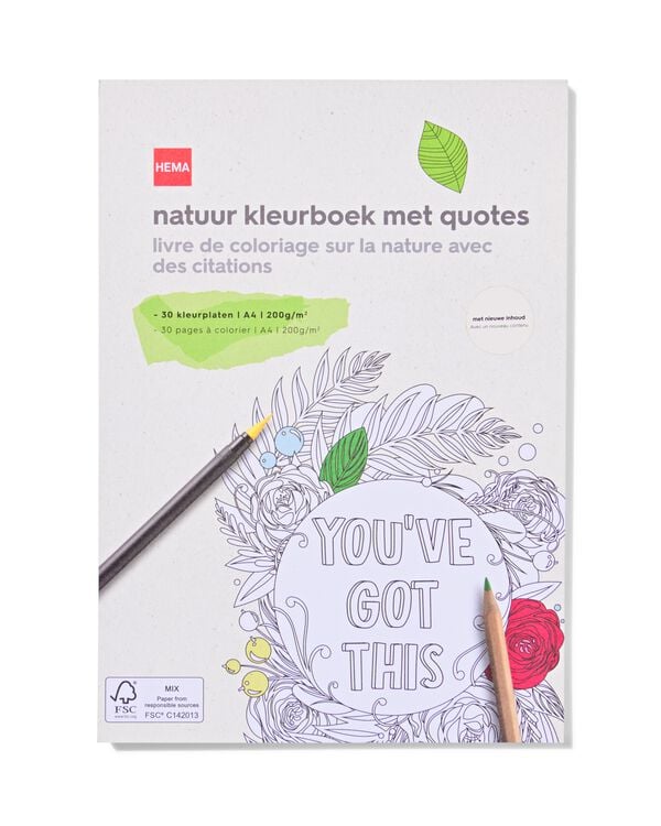 Livre de coloriage A4 de citations sur la nature  - 60720129 - HEMA