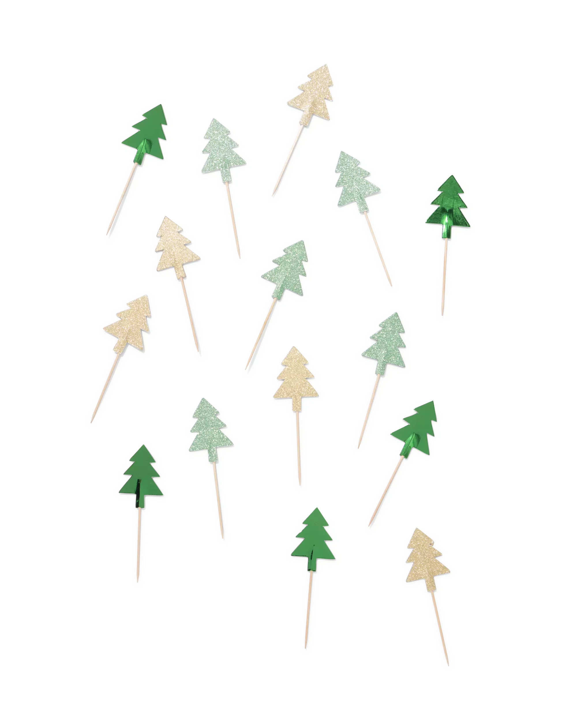cocktailprikkers papier kerstbomen - 15 stuks