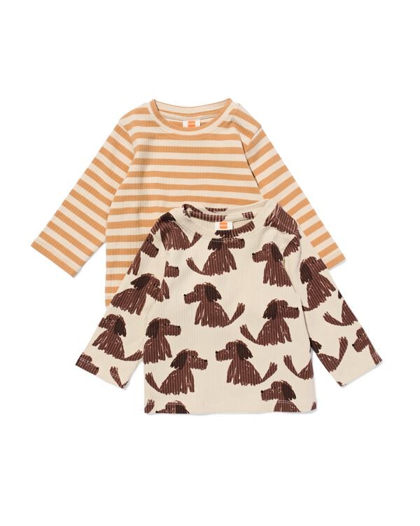 t-shirt c&ocirc;tel&eacute; b&eacute;b&eacute; chiens - lot de 2 beige beige - 33104380BEIGE - HEMA