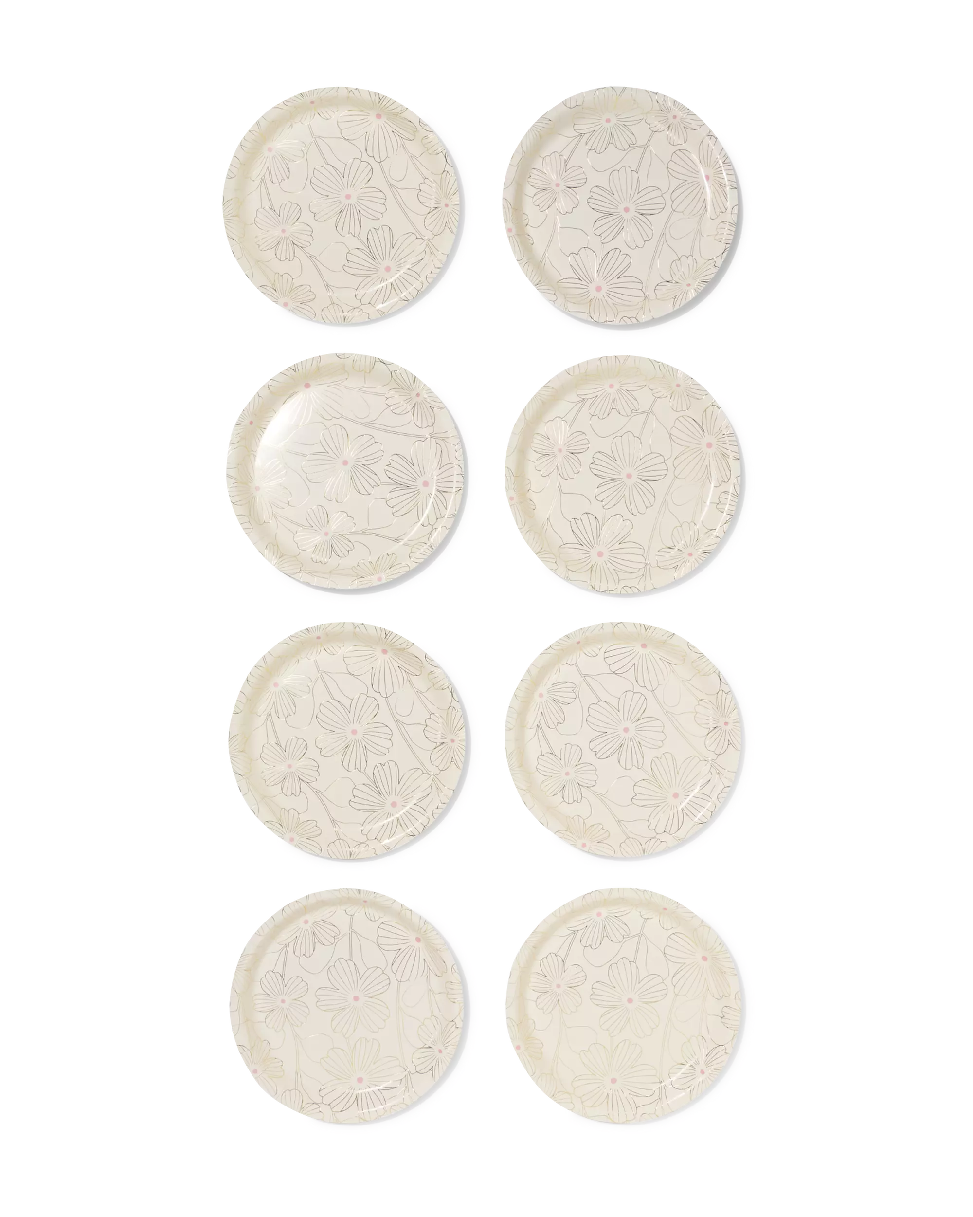 assiettes carton ⌀22,5cm fleurs - 8 pièces