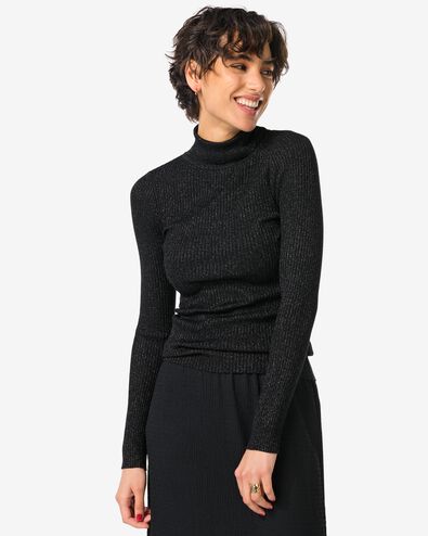 dames coltrui Nova met ribbels en glitters zwart zwart - 36245480BLACK - HEMA