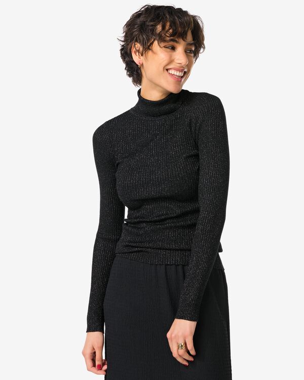 dames coltrui Nova met ribbels en glitters zwart zwart - 36245480BLACK - HEMA